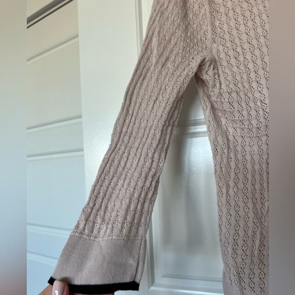 H&M Blush V-Neck 3/4 Sleeve Cardigan Sweater Size Large - Picture 4 of 9